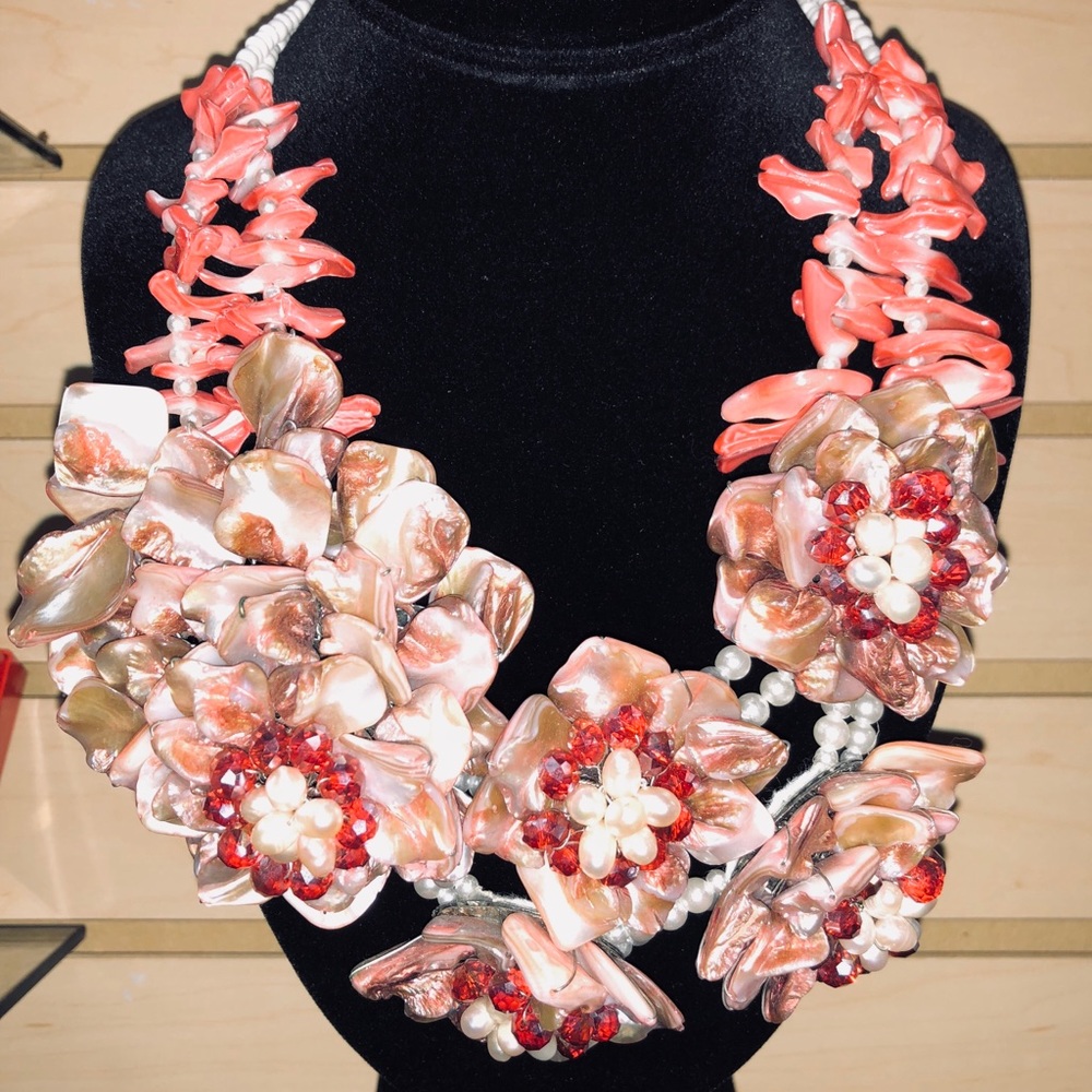 Handcrafted Natural Shells & Coral Necklace